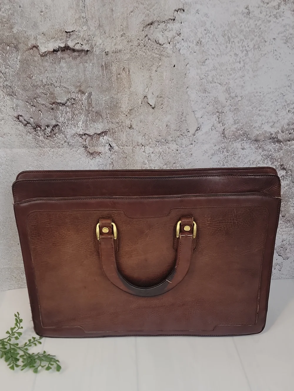 Cole Haan Leather Briefcase Vintage Cognac Brown Bag